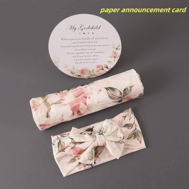 Galabloomer Newborn Receiving Blanket Headband Set Flower Print Baby Swaddle Blankets (Vintage) - Image 3